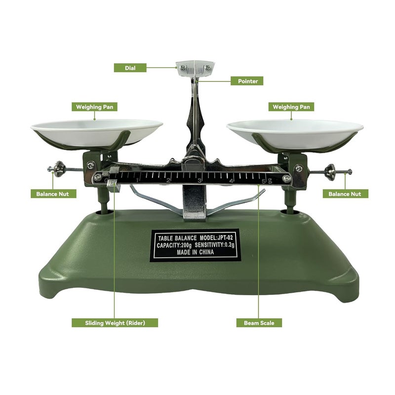 ta da 200g/0.2g Mechanical Balance Scale with Calibration Weights for Science Lab and Classroom Teaching Tool - Image 4